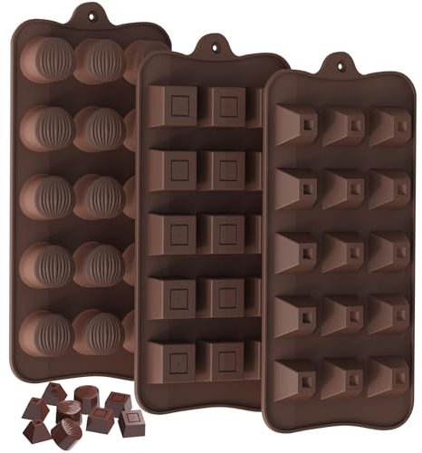 GRKJGytech Schokoladenform,3er-Set Schokoladenformen aus lebensmittelechtem Silikon – BPA-frei, wiederverwendbar, ideal für Pralinen, Bonbons, Eiswürfel und Backen Chocolate Mould,pralinen form