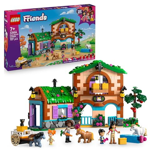 LEGO Friends Pony Ranch & Stable Toy - incl. 3 Horse Animal Figures, 4 Mini Dolls and a Cat, plus fun Accessories - Creative Gift for 7+ Year Old Girls - 42654