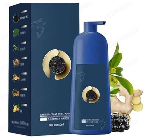 Haarfarbshampoo, Caviar Protein Haarfärbeshampoo, Caviar Pflanzen Haarfärbemittel, Natürlich Langanhaltend Haarfärbecreme, Sofort Haarfarben Shampoo für Männer und Frauen (Dunkelbraun, 500ML)