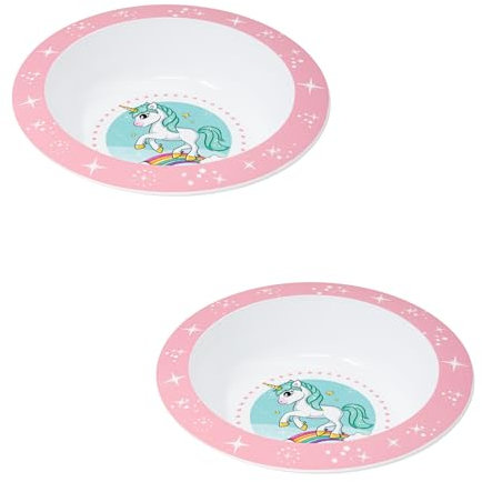 damaloo Einhorn Kinder Schüssel Set – 2er Set Kinderschüsseln mit Einhorn Motiv – BPA-frei & mikrowellengeeignet – Müslischale, Schüsselchen, Unicorn Plastikschale für Mädchen