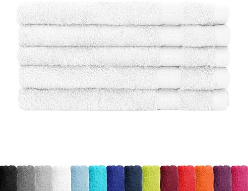 BaSaTex Frottee Gästetücher 30x50 cm im 5er Pack - Gästehandtuch 100% Baumwolle Made in Green - Farbe: Weiss