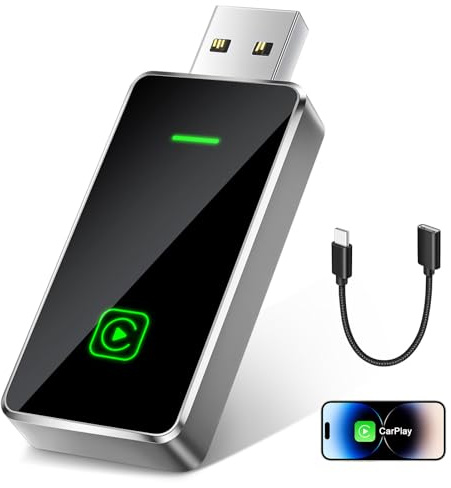 CUGEFRE Adattatore CarPlay Senza Fili Compatibile con iPhone, Converte la Connessione Cablata in Wireless, Plug & Play, Compatibile con iOS 12+ Auto dal 2019 in poi, Controllo Vocale Intelligente