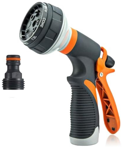 FIND A SPARE Garden Hose Nozzle - 8 Adjustable Spray Patterns, Heavy Duty Water Hose Sprayer for Car Washing, Plant Watering, Pet Bathing & Outdoor Cleaning