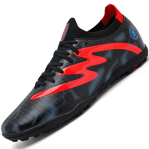 Mufanton Boys Football Boots Kids Soccer Shoe Astro Turf Athletics Training Sport Shoes Football Shoes Sneakers Indoor Outdoor Teenager Profession Competition,Black,UK1