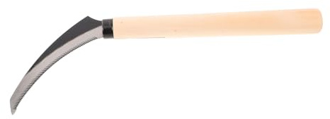 Toyvian Hoz de Jardín Multiusos Dentada Mediana con Hoja Metálica Ultrafina y Mango de Madera Ergonómico Herramienta Manual para Deshierbar Césped Cortar Hierba y Cuerdas Adecuado para