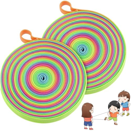 ZIOYANE Juego de 2 cuerdas elásticas planas de 6 m de largo, de goma, resistentes, para juegos al aire libre, clásicos, nostálgicos, para juegos infantiles
