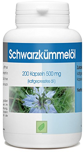Schwarzkümmelöl - 1500 mg/Tag - Black Cumin Oil - Kalt gepresstes Öl - 200 Kapseln