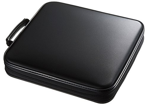 SANWA 160 Capacity CD Case, Large CD Sleeves, Portable DVD VCD Storage Box, Portable Zipper Bag, EVA Protective Blu-ray Wallet with Handle, For Car, Home, Office, Games Disc, Audio Music, Black