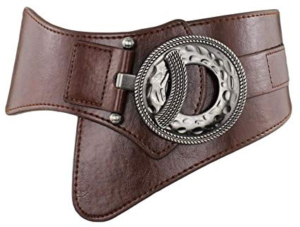 Diyafas Cinturón Ancho Elástico para Mujer Pretina Elástica Cinturones Vestido Decorativos (Café)