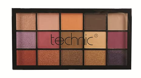 Technic Eyeshadow Palette 15 Pressed Pigment Persian Violet Shimmer & Matte Eyes