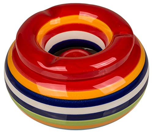 TFG Bunter Aschenbecher Sturmaschenbecher Windaschenbecher Keramik »Stripes« 11·6cm Rot