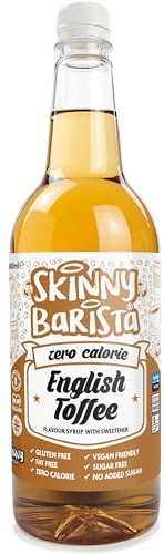 Skinny Food Co English Toffee Syrup For Coffee 1L - Sugar Free - Zero Calorie Toffee Nut Syrup For Tea, Hot Chocolate, Fruit, Baking, Protein Drinks - Vegan-Friendly, Gluten-Free