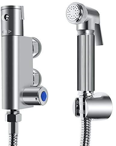 Grifo para Bidé WC con ducha de mano, higiene íntima para sustitución del bidet, Grifo de Bidet con Agua Fría y Caliente, Mezclador Termostático Ducha Manguera Kit