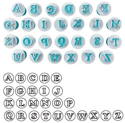 ZKHD Cortador Letras para Cortadores Fondant Cortador Letras-26 Letras Mayúsculas,Decoración Pasteles Juego Accesorios para Hornear Adecuado para Principiantes y Profesionales para