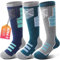 Anlisim Kinder Merinowolle Skisocken für Mädchen Jungen Warme Wolle Thermosocken Dicke Wintersocken Kompressions-Snowboardsocken Winter Geschenke Socken 3 Paare(Grau/Blau/Dunkelgrün,8-12 Jahre)