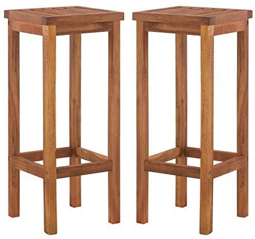 FENLAX Barhocker 2 STK. aus Akazien-Massivholz, mit Öl behandelt Barstuhl-Set Barhocker Holz Barhocker Ohne Lehne Bequemer Barhocker Barhocker für Küche Barhocker Outdoor Garten Barhocker