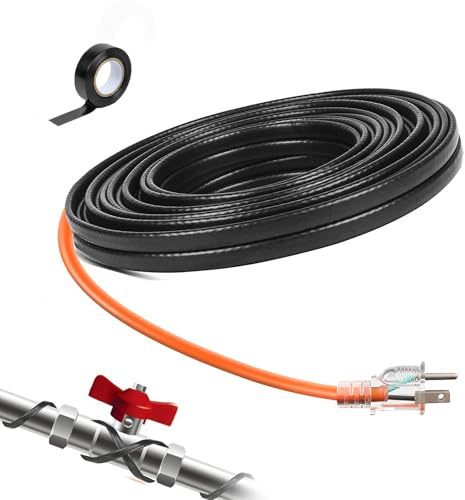 LantingMing 6FT Heat Tape for Water Pipes Roof & Gutter Snow De-Icing Heat Cable 6 feet 5 Watts Per Foot, Water Line Heat Tape Keeps Water Flowing at -40°F 5W/FT, 120V (6FT)