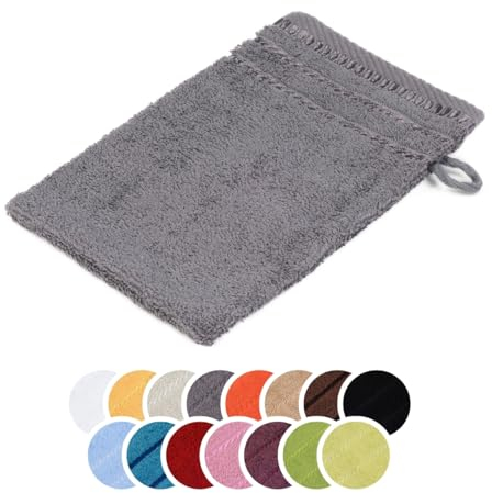 liebling Waschhandschuh, 100% Baumwolle, Serie Potsdam, 17 x 24 cm, 60 Grad waschbar, trocknergeeignet, Farbe: anthrazit