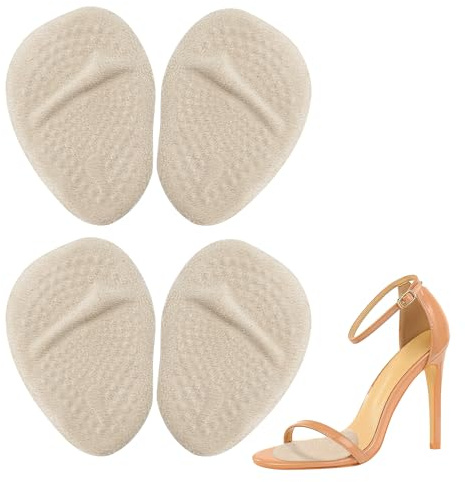 Cretty-Meet 2 Pairs Ball of Foot Cushions Metatarsal Pads One Size Non Slip Women High Heel Cushion Feet Pads All Day Pain Relief and Comfort Shoe Inserts for High Heels, Sandels, Boots (Beige)