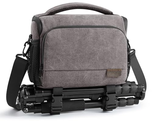 S-ZONE DSLR SLR Bolsa de Lona para Cámara Impermeable para Fotos Hombro con Correa para Trípode Lentes Accesorios Fotografía al Aire Libre
