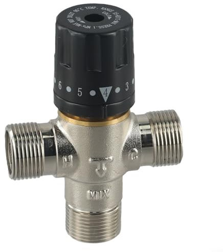 Válvula mezcladora termostática de latón para calentador solar de 3/4 pulgadas DN20, válvula de tubo de control de temperatura para una experiencia de baño segura, fácil instalación, regulación