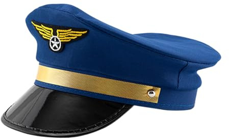 Gorra de piloto de aerolínea: sombrero de disfraz de uniforme, accesorio clásico de estilo capitán, sombrero de aviación de cosplay para adultos, experiencia de uso cómoda con forma de corona estructu