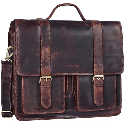 STILORD Marius Borsa in pelle da Insegnante Grande XL Professore Portadocumenti a tracolla per l'Ufficio Lavoro A4 raccoglitori in cuoio Uomo Donna Colore:kara - marrone