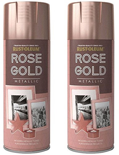 2 x Rust-Oleum 400ml Metallic Finish Spray Paint Rose Gold