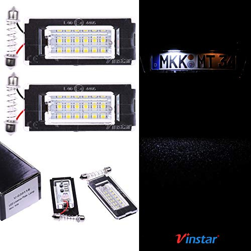 VINSTAR LED Kennzeichenbeleuchtung E-geprüft CAN-Bus 18 LEDs je Modul 6000 Kelvin kompatibel mit Mini R56 R56N R57 R57N R58 R59