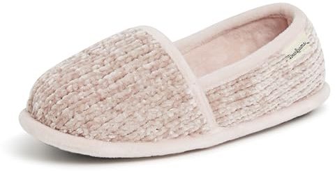 Dearfoams Women's Chenille A-Line Slipper, Dusty Pink, Small