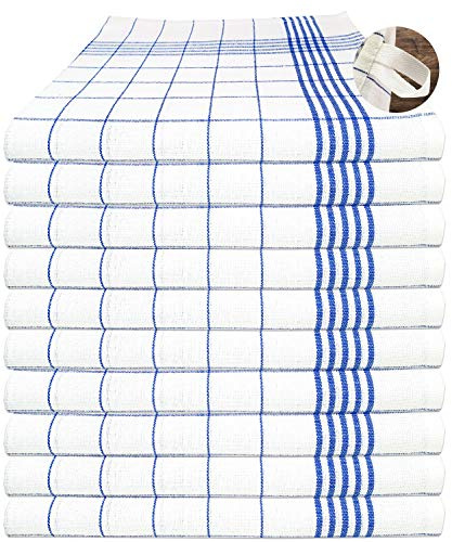 MTEXT Geschirrtücher Küchenhandtuch aus 100% Baumwolle 10 Stück Pack, 50x70 cm, 60g, blau weiß karriert (Blau)