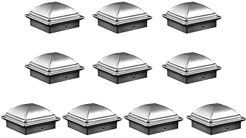 Lot de 10 Capuchons de Poteaux en Acier Galvanisé, Capuchon Poteau Carré Pointe Diamant, Housse de Protection pour Clôture de Jardin,Argent,100mm