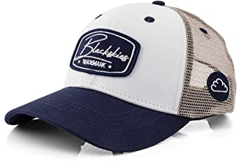 Blackskies® Race Baseball Cap | Herren Damen Premium Trucker Cap | Snapback Schirm Mütze Kappe Basecap Weiß-Navy-Sand - Männer Frauen Unisex Streetwear Outdoor Sommer Freizeit