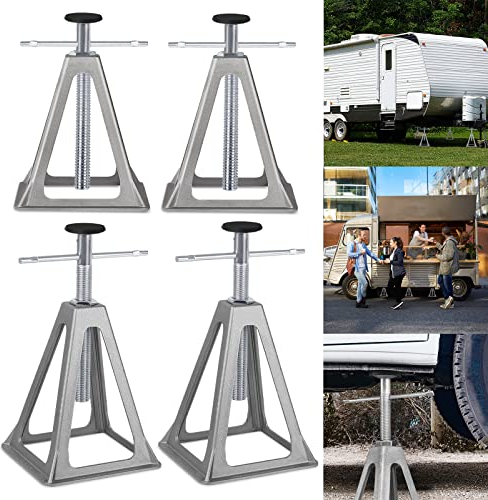 YRHome 4 Stück Alu Stützbock Unterstellböcke KFZ Wohnwagen Ständer Wohnmobil Unterstellbock höhenverstellbar Stützböcke Stützbock Wohnwagenzubehör bis 1000 kg für Caravan Anhänger und Wohnwagen