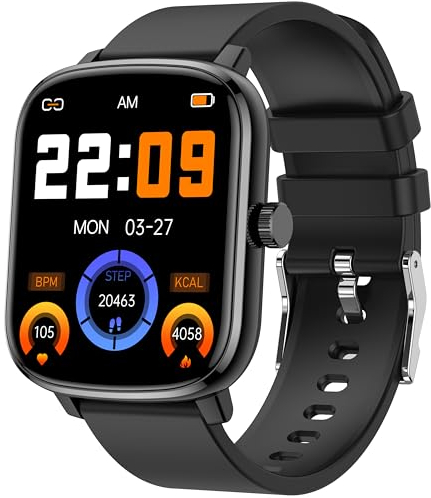 KALINCO Montre Connectée Femme Homme Enfant, 1,69 Smartwatch 100+ Modes Sportifs Podometre Moniteur de Fréquence Cardiaque Tension artérielle SpO2 Montre Intelligente Bracelet pour Android iOS