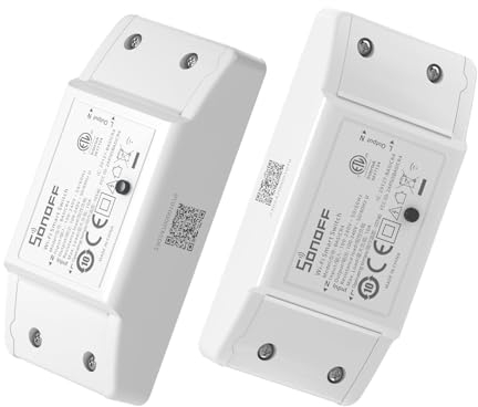 SONOFF 2PCS Smart WiFi Light Switch Works with Alexa/Google Home/eWelink/IFTTT, Wireless Relay Switch Universal DIY Module for Smart Home Automation, No Hub Required， 10A 2400W,