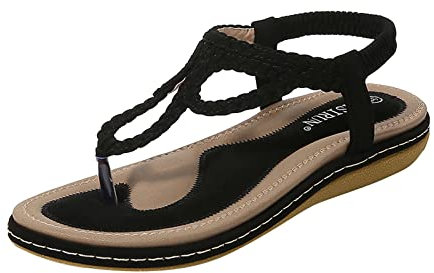 POIUIYQA Femme Tongs Sandales Compensees Plates Tresse Croisée En Corde De Lin Été Talons Plateforme Romaines Espadrilles Cuir Bout Ouvert Chaussures Pour Plage Antidérapant Femme