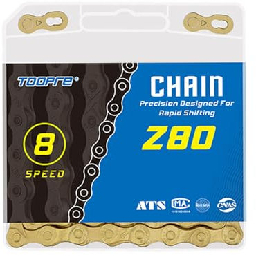 Fahrradkette 6/7/8 Fach Fahrrad Kette Gold 1/2 x 3/32 Inch 116 Glieder Kette Fahrrad Set Bmx Kette Mtb Kette Mountainbike Fahrradketten Fahradkette Bike Chain Fahrrad Zubehör Kettenwerkzeug