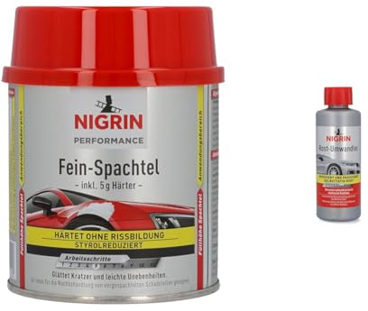 NIGRIN Performance Fein-Spachtel & Rostumwandler, 200 ml, rostlösend, Rostentferner, hemmt das Weiterrosten, entrostet selbstaktiv, schwarz