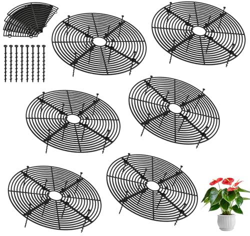 LEKEFETO Rejilla Protectora Redonda para Macetas, 30 cm, 6 Unidades - Protección para Gatos, Soporte y Cubierta para Niños y Mascotas (Negro)
