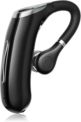 Bluetooth Headsets with Dual Mic,Bluetooth Earpiece with 30 Hrs Talking Time,Hands Free Earpiece Bluetooth Phone Earpiece,Single Ear Bluetooth Headsets for Driving/Business/Office,Phone Headset Black