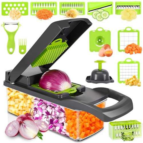 Farerkass Mandolina per Verdure, Taglia Verdure, Affetta Verdure, 16 in 1 Tagliaverdure Manuale, Spiralizzatore di Verdure, Mandolina per Verdure Professionale, Taglia Patate