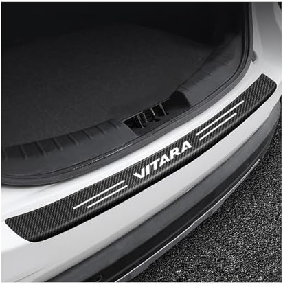 Car Carbon Fiber Rear Bumper Protector Strip for Suzuki Vitara，Auto Rear Trunk Door Sill Guard Sticker Plate Accessories