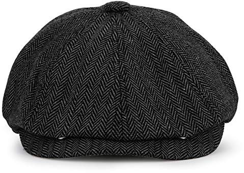 Charmylo Newsboy Stil Tellermütze Schirmmütze Herren Damen - 8 Panel Peaky Fischgräten Tweed Retro 1930s Schiebermütze Gatsby Cap Flat Hut