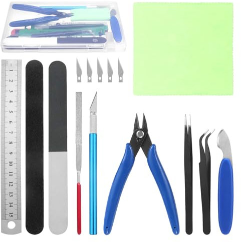 Roxanex 11PCS Model Building Tools Kit, Hobby Building Tools Set Model Making Tools Kit Basic Tools Craft Set for Gundam Car Model Building Repairing and Fixing