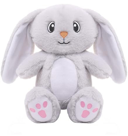 seOSTO Bunny 27cm/10.6“ Plüsch Kuscheltier Kaninchen Teddy Babies Geschenk Geburtstagsgeschenke für Jungen Andenken Kaninchen Stofftier für Mädchen - Grau