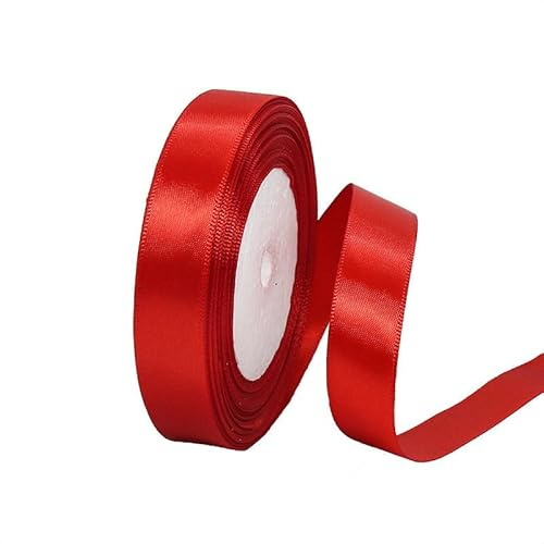 20mm Red Ribbon for Gift Wrapping 22M，Single-Sided Satin Ribbon Christmas Ribbion Gift Wrapping, Fabric Ribbon for Presents Bouquets Cake Wedding Decor