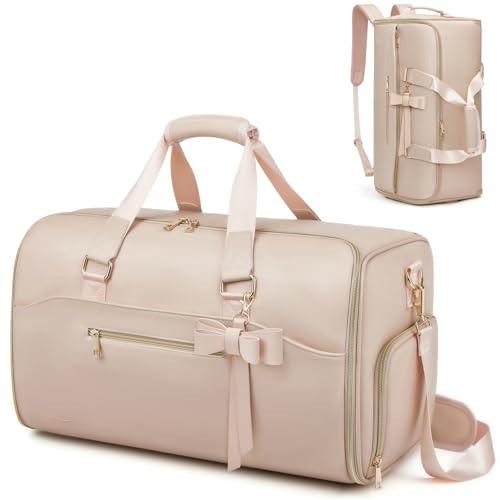 Moulyan - Borsone da viaggio convertibile con scomparto per scarpe, 3 in 1, impermeabile, con tracolla, per uomo e donna, rosa, Moda, affari