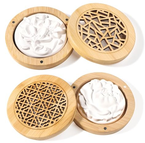 URHRHU 2 Pezzi Diffusore di Oli Essenziali in legno con 2 Pietra per Diffusore Pietre Profumate per Camera da Letto Bagno Ufficio Auto Soggiorno Scarpiera (Stile 2)