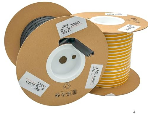 Fensterdichtung - 4mm Nutbreite / 12mm Falz aus TPE hochwertige Gummidichtung Holzfensterdichtung Fenster gegen Zugluft Lärm (Schwarz, 5 Meter)